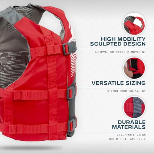 Stohlquist Adult Life Jacket PFD 4 Pack Red/Gray Coast Guard Approved Lightweight