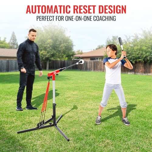 Youth Baseball & Softball Swing Trainer with Auto Reset & Adjustable Height