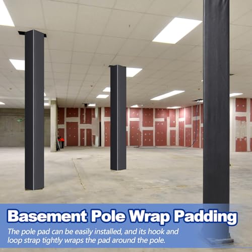 Basketball Pole Pad 4 Ft Square Garage Padding Impact Protection Black