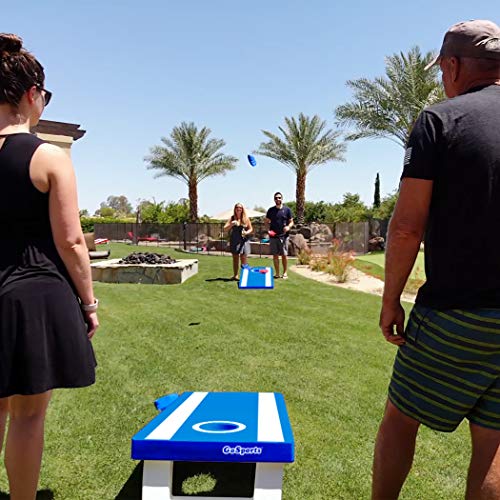 GoSports Blue All-Weather Cornhole Boards Set with 8 Bean Bags & Rules