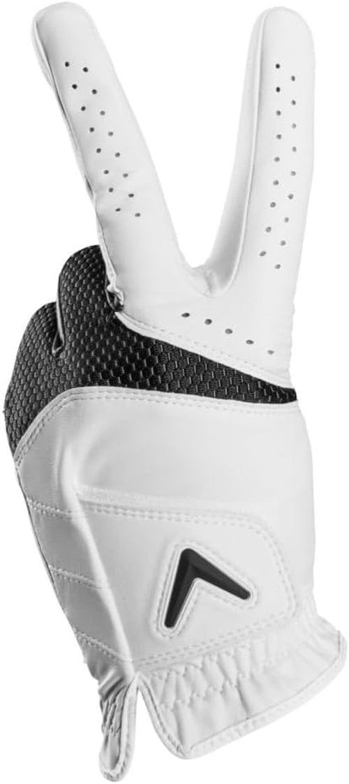 Callaway Golf Weather Spann Glove - Left Hand, White, Medium Cadet (Short Fingers) | 2-Pack