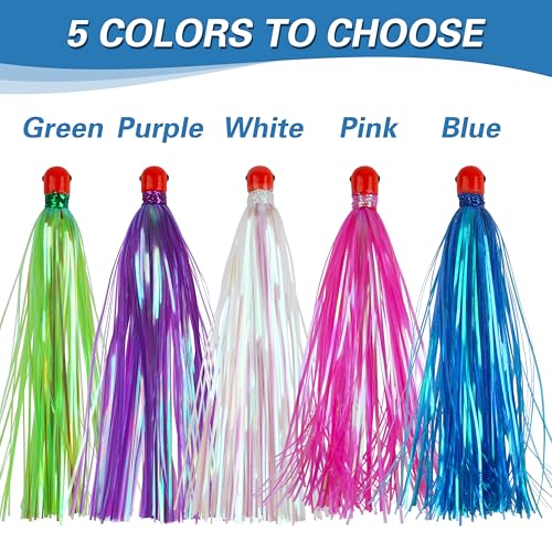 Purple 8pcs Fishing Mylar Skirt Trolling Lures 5.2in 3/8 oz Offshore