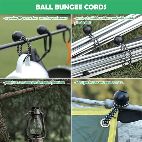 Soccer Net Fastener Set 60 Pcs - Self Stick Straps & 5.9' Bungee Cords for Goal Rebounder