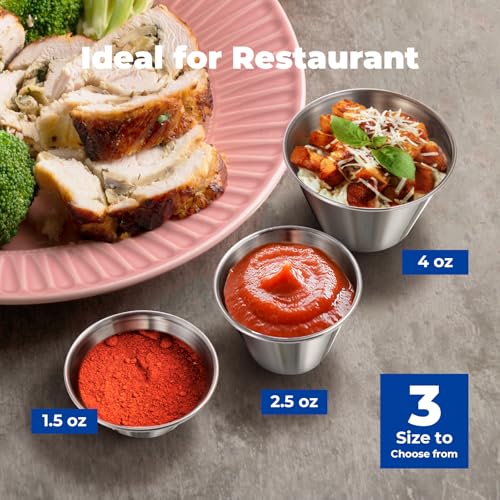 120 Stainless Steel Dipping Sauce Cups - Reusable Condiment Ramekins for Home & Restaurant