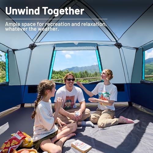 Timber Ridge 6-Person Cabin Tent with Vertical Walls, Porch & Ventilation