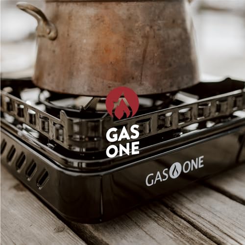 Portable Camping Stove - GasOne 15,000 BTU Dual Fuel Gas Stove with Carrying Case - Perfect for Emergency & Outdoor Cooking - Stove