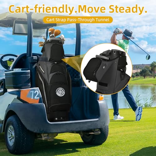 Shopsource 14-Way Golf Cart Bag with Lock Top & Upgraded 900D Oxford - Grey/Black