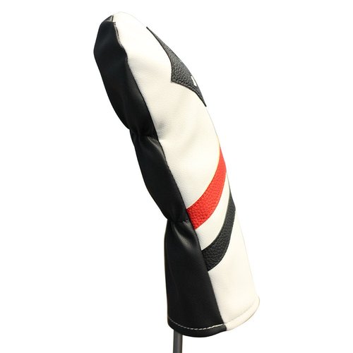 Majek Retro Golf Headcovers White Red and Black Vintage Leather Style 1 3 5 X Driver Fairway and Hybrid Head Covers Fits 460cc Drivers Classic Look