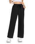EDUWU Womens Sweatpants Loose High Waist Wide Leg Lounge Pants Fall Outfits Athletic Joggers with Pockets 2025 Black, XL