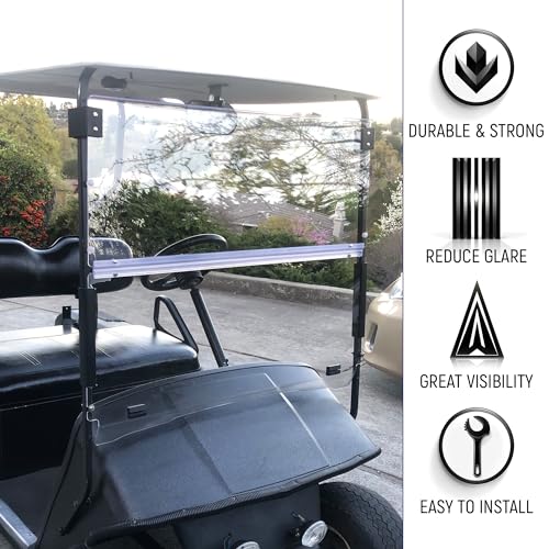Clear Golf Cart Windshield Compatible with EZGO TXT & Medalist 94-14 - Folding Acrylic