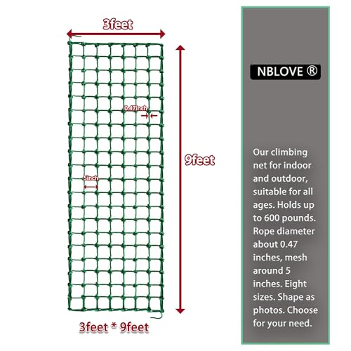 Outdoor & Indoor Climbing Net - 3ft x 9ft Heavy-Duty Polyester, Safe & Easy Install
