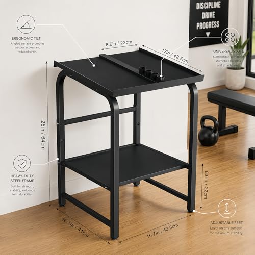 Beolisave Adjustable Dumbbell Rack with Shelf, 500 lb Capacity, Space-Saving Home Gym Organizer