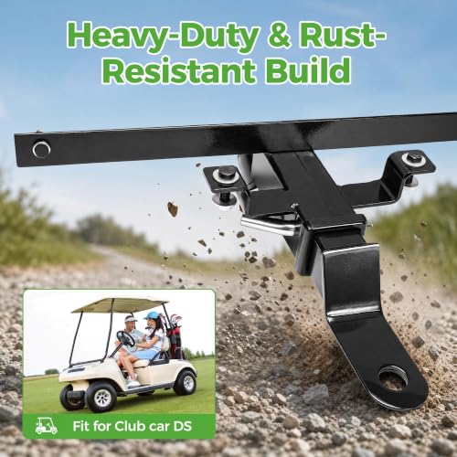 10L0L Golf Cart Trailer Hitch for Club Car DS 1982+ Rear Seat, Rust-Resistant Black
