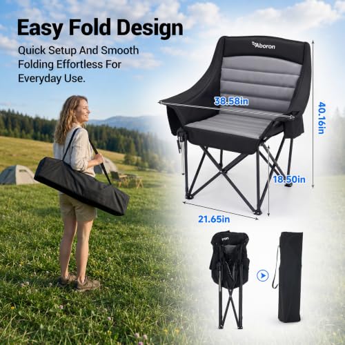 Oversized Camping Chair with Padded Armrest, Adjustable Phone Holder - Charcoal Gray Variation of THIS listing