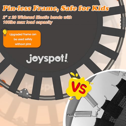 JOY SPOT! 36-Inch Foldable Toddler Trampoline with Adjustable Handle - Classic Edition