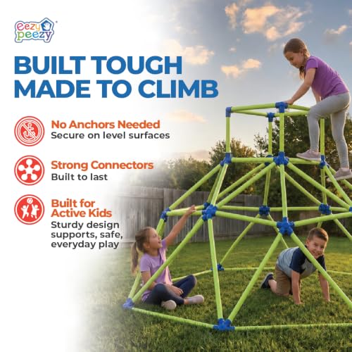Eezy Peezy Climber with Top - Indoor Outdoor Play Set for Kids Ages 3-6, Green and Blue
