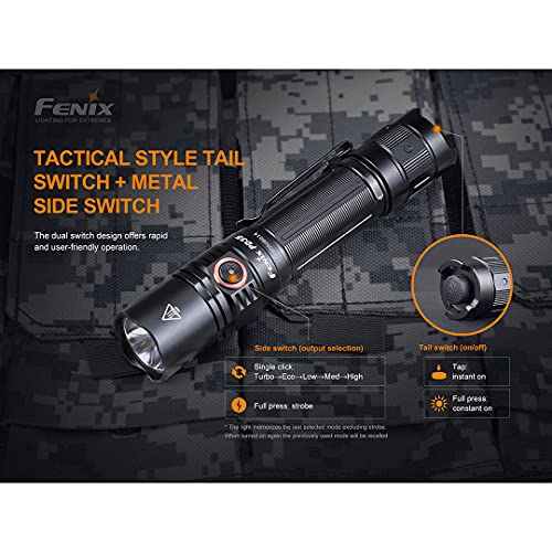 Fenix PD35 V3.0 Rechargeable Tactical Flashlight - 1700 Lumens, Black