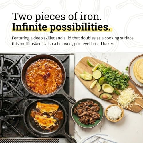 Lodge Cast Iron Combo Cooker 3.2 Quart Deep Pot & 10.25 Inch Skillet Lid