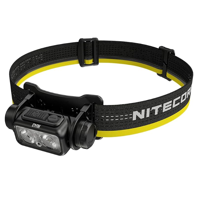 Nitecore NU43 Rechargeable Headlamp 1400 Lumens, Lightweight Camping & Running Light with Spotlight, Floodlight, Red Light