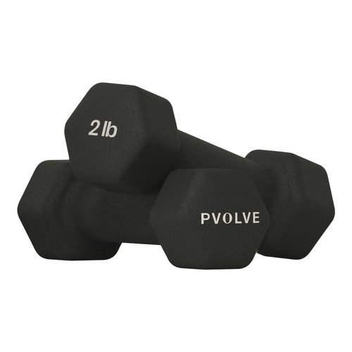 Pvolve 2lb Lightweight Neoprene Coated Dumbbell Set - Home Gym Fitness Equipment Designed For Comfart And To Fit Perfectly in the Palm of Your Hand