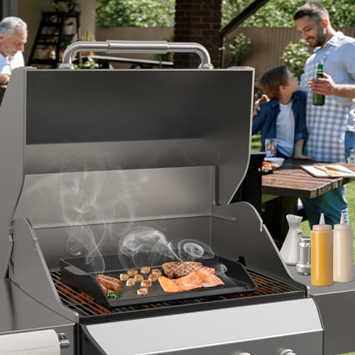 Cast Iron BBQ Flat Top Griddle - 18.6x14 Inch Non-Stick Outdoor Cooking