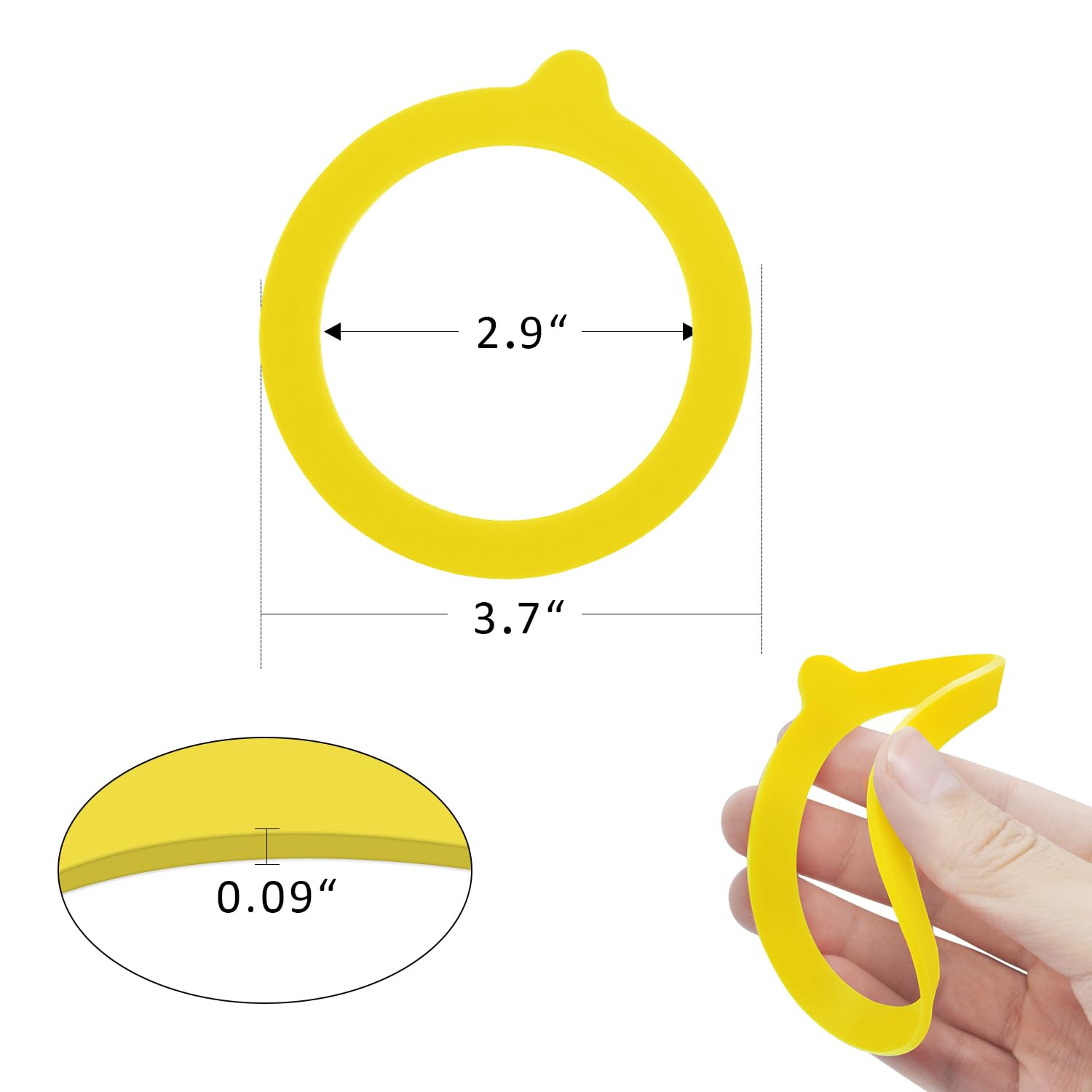12 Pieces Silicone Replacement Gasket for Jars, Airtight Rubber Seals Rings, Leakproof Silicone Gasket Sealing Rings for Mason Jars, Elastic and Fits Most Sizes (Yellow)