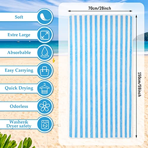 Moukeren 30 Pack Oversized Beach Towels 59 x 28 Inch Stripe Bulk - Quick Dry, Soft & Vibrant