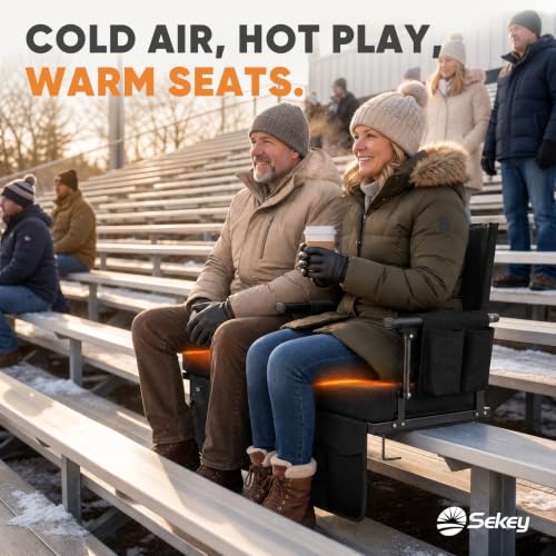 Sekey Heated Stadium Seat Cushion with Back Support & Armrests - Carbon Black Variation 1