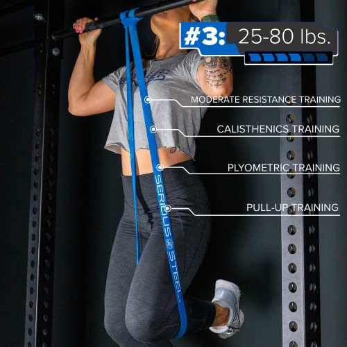 Serious Steel 41" Resistance Band Set with 4 Levels for Pull-Ups & Training
