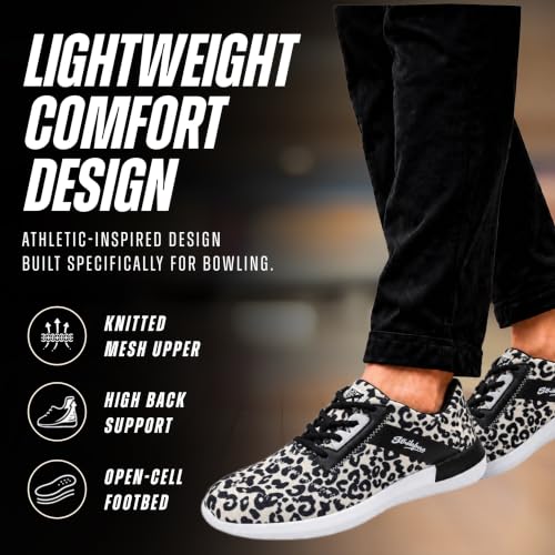 KR Strikeforce Lux Womens Leopard Bowling Shoes with #8 Slide Pads - Left/Right Hand