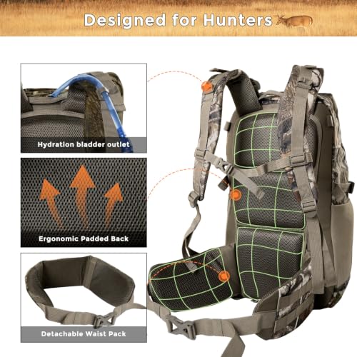 Saddle Hunting Backpack with Rifle & Bow Holder, Camouflage Tree Stand Pack