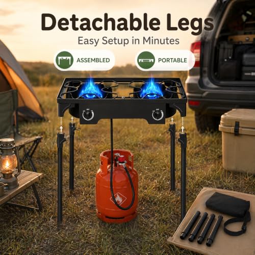 Outvita Double Burner Propane Gas Stove for Outdoor Cooking 150,000 BTU