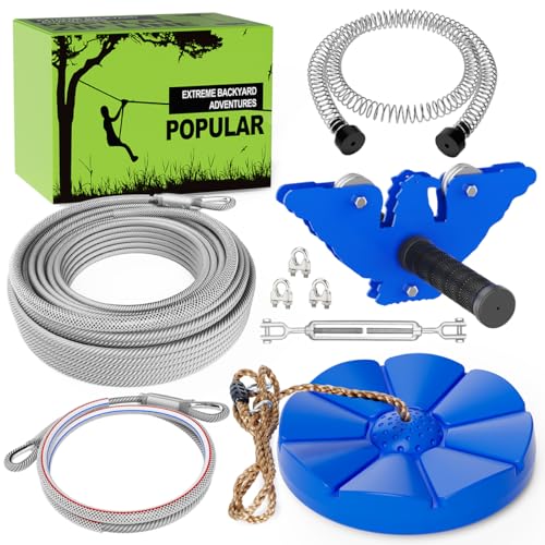 X XBEN 98FT Backyard Zip Line Kit for Kids & Adults - Safe Outdoor Fun