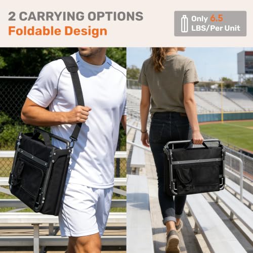 Black Stadium Seats with Back Support 4-Pack | Bleacher Chairs for Sports Events