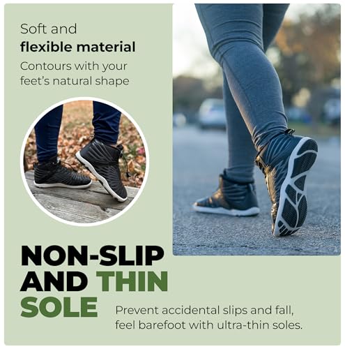 Hike Footwear HF Winter Barefoot Boots - Wide Toe, Zero Drop, 9-9.5 Women / 7-7.5 Men Black