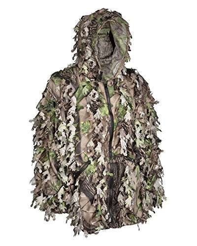 North Mountain Gear Woodland Green Ghillie Suit XL with 3D Leaves Zippers & Pockets