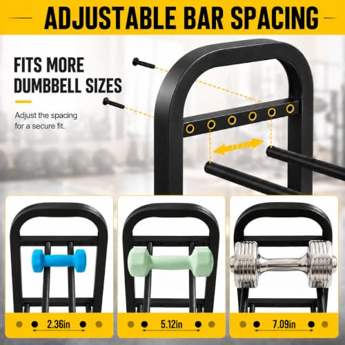2-Tier Dumbbell Rack with Adjustable Spacing - Heavy Duty Home Gym Storage Stand