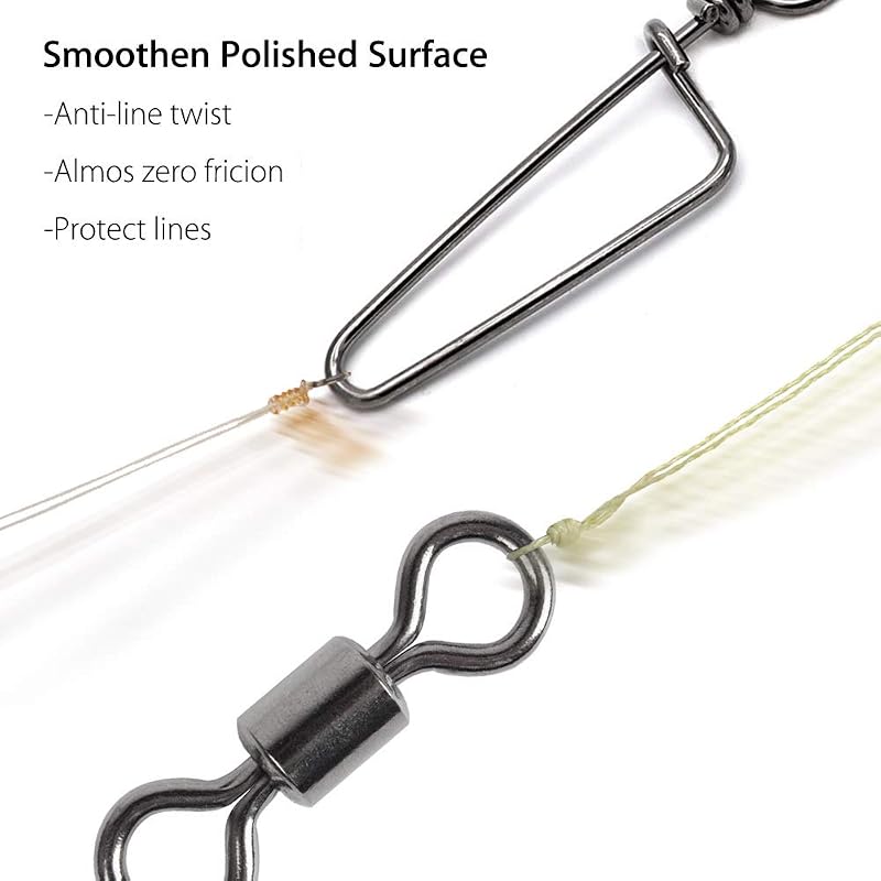 Dr.Fish 30 Pack Barrel Swivels, Stainless Steel Snap Crimps Lure Leader