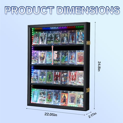 24-Card LED Trading Card Display Frame with Wooden Case - Black Variation