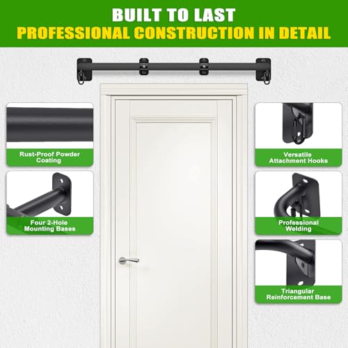 Wall Mount Pull Up Bar 36 Inch Heavy Duty Steel Doorway & Joist Mount with Foam Grip - Variation A: 36" x 1.6" Diameter