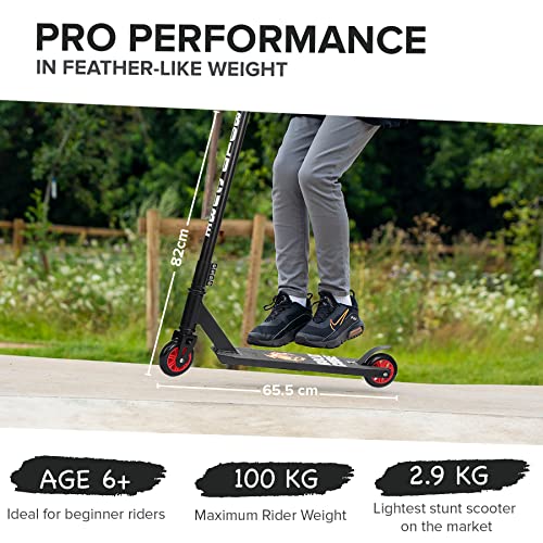 BOLDCUBE Black Kids Stunt Scooter 8-12 Years Freestyle 360° Aluminum Deck