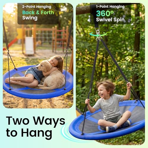 Everyfun 43-Inch Saucer Tree Swing for Kids & Adults - Blue - 700lbs Capacity