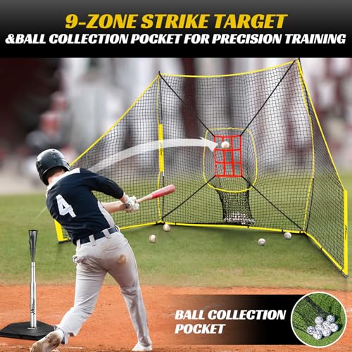 Heavy-Duty Baseball & Softball Practice Net with Side Barriers & Target