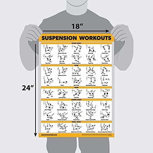 Skiennix Exercise Workout Poster Set - 10 Pack of Laminated Fitness Charts | 18" x 24" Size