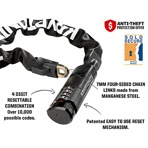 Kryptonite Keeper 790 Combo Bike Chain Lock - 3ft, One Size, Anti-Theft Cycling Security