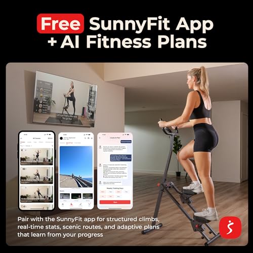 Gray Sunny Health & Fitness Climbing Stair Stepper for Home Gym, Total-Body Cardio