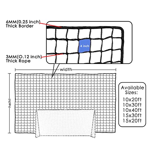 Amazgolf 10X30ft Soccer Goal Net - Heavy Duty Nylon Barrier & Backstop for Sports Practice