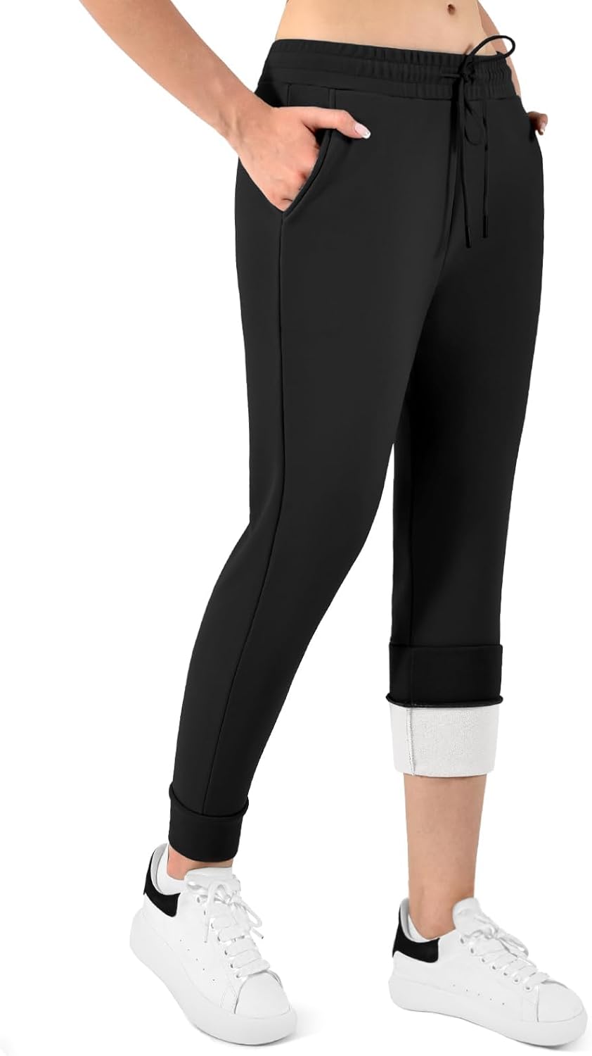 Walifrey Fleece Lined Joggers for Women - Warm Sweatpants with Pocket for Winter Hiking & Workouts