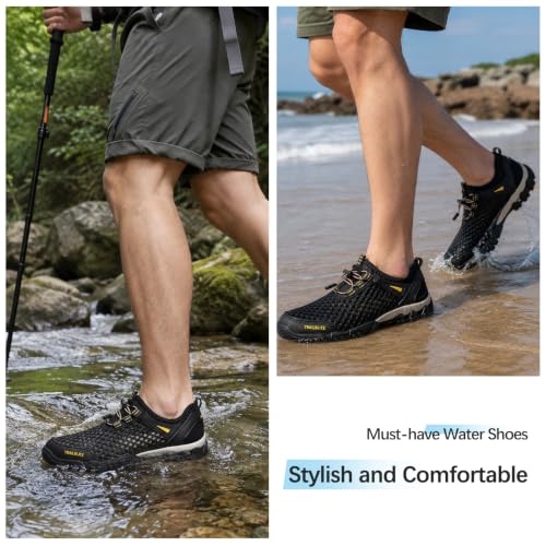 Water Shoes for Men Hiking Fishing Beach Wading - 10.5 Black