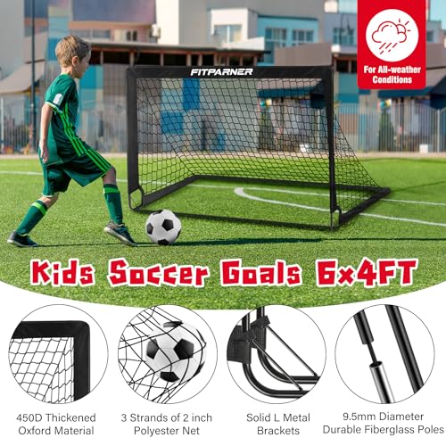 Black 6x4FT Portable Soccer Goal Set for Kids & Youth - Foldable Sports Equipment